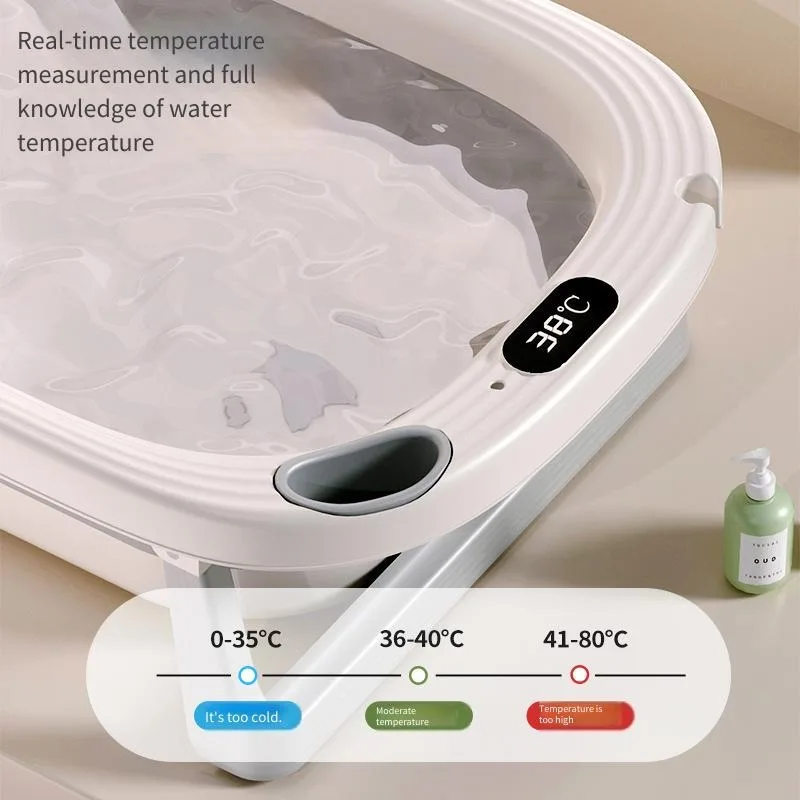 Temperature Sensitive Baby Shower Basin Foldable Portable Baby Bath Tub Reclining Siting Modes Home Use for Lnfants Bath Tub - Image 3