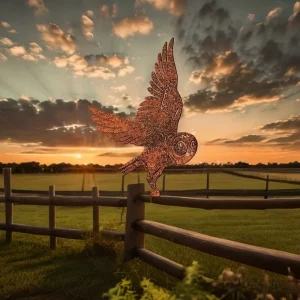 The Rusting Garden Decoration of The Metal Owl Exudes The Charm of The Old World. Bring A Retro Feeling To The Outdoor Space