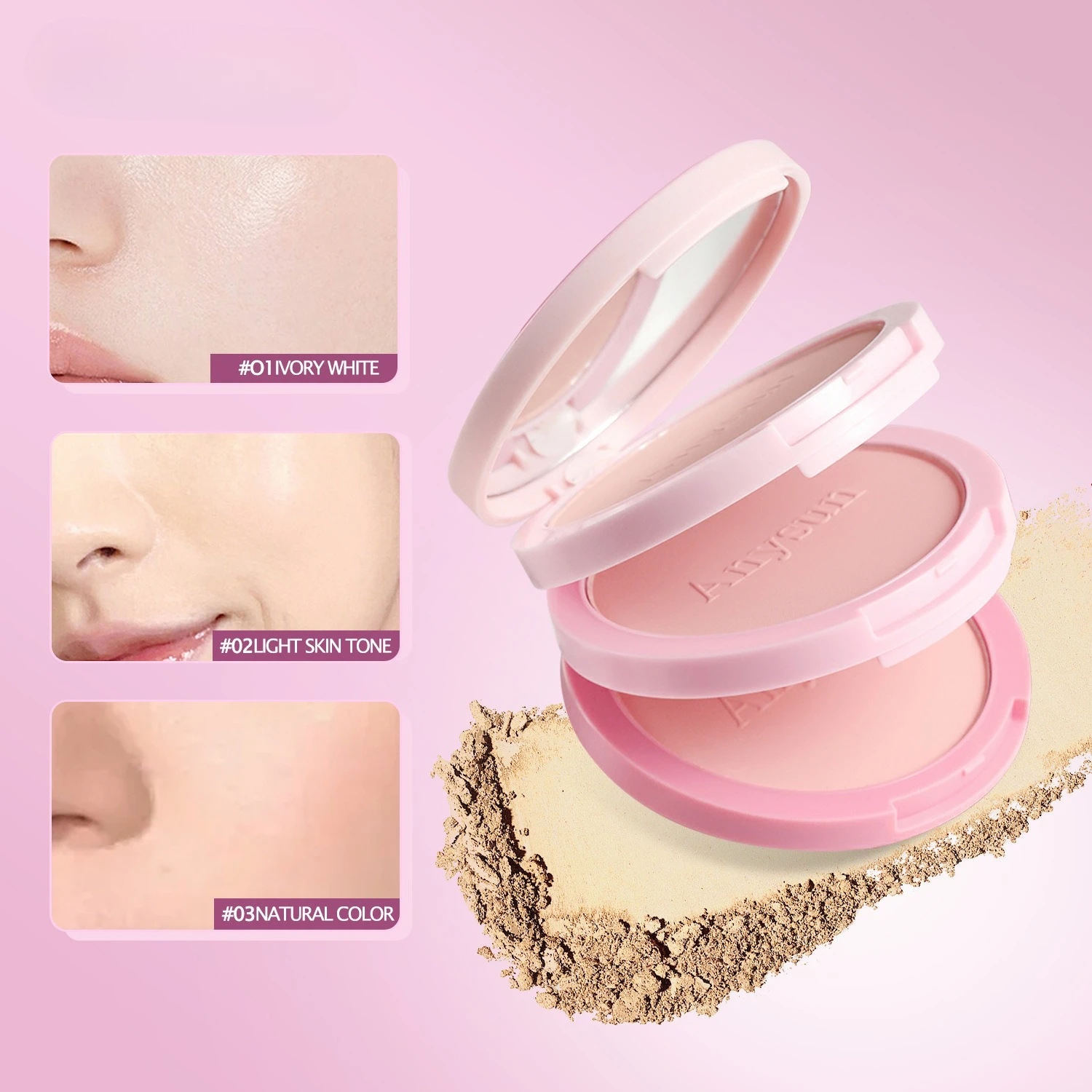 Three-in-One Concealer, Brightening and Setting Powder Compact, Waterproof and Non-Fading, Long-lasting Setting Powder - Image 6
