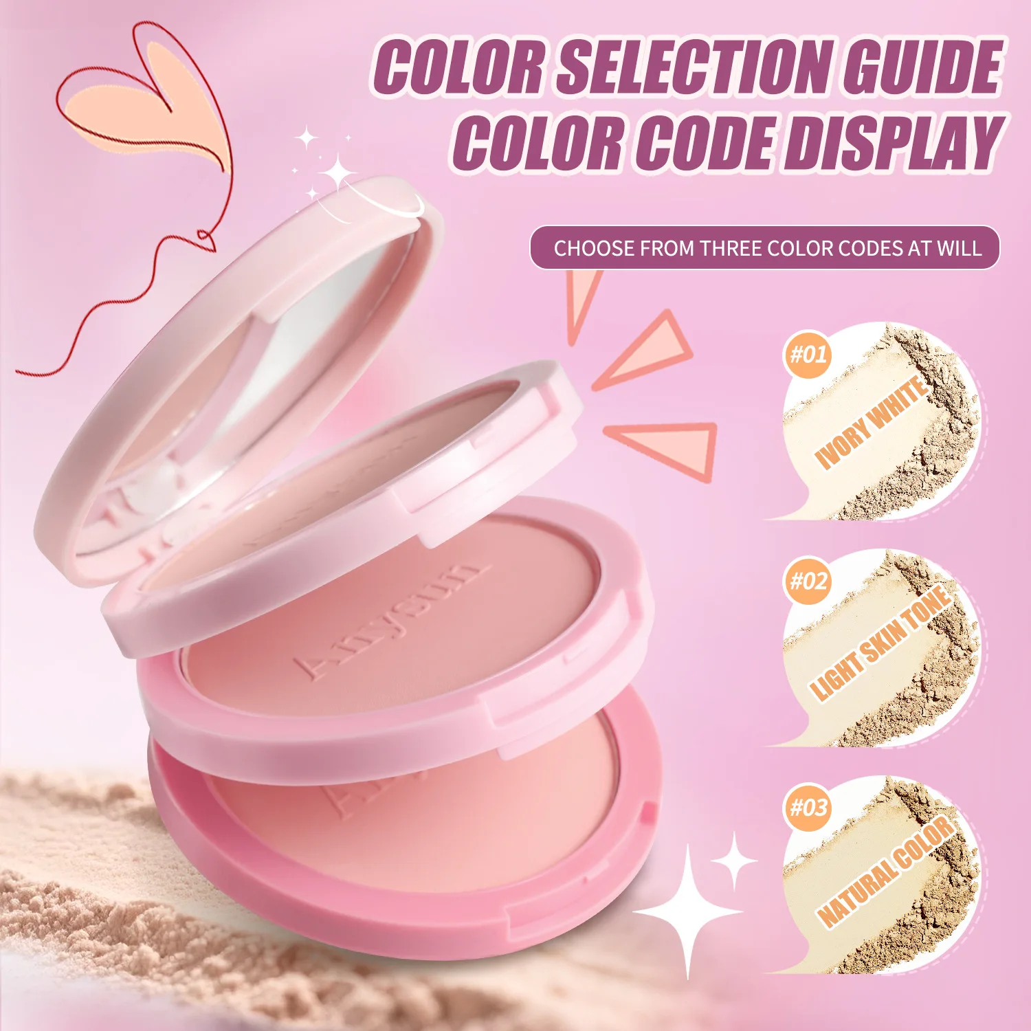 Three-in-One Concealer, Brightening and Setting Powder Compact, Waterproof and Non-Fading, Long-lasting Setting Powder - Image 5