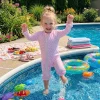 Toddler Baby Girl Summer Rash Guard Swimsuit Solid Color Print Long Sleeve Round Neck Romper Swimwear for Pool Beach