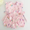 Toddler Baby Girls Ruffle Romper Infant Newborn Baby Cartoon Print Jumpsuit Summer Flower Baby Girls Clothes Baby Costumes