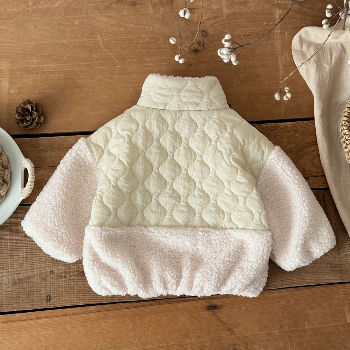 Toddler Baby Girls Winter Jackets Lamb Wool Color Blocked Cotton Clothing Warm Turtleneck Long Sleeve Soft Children Clothes - Image 2