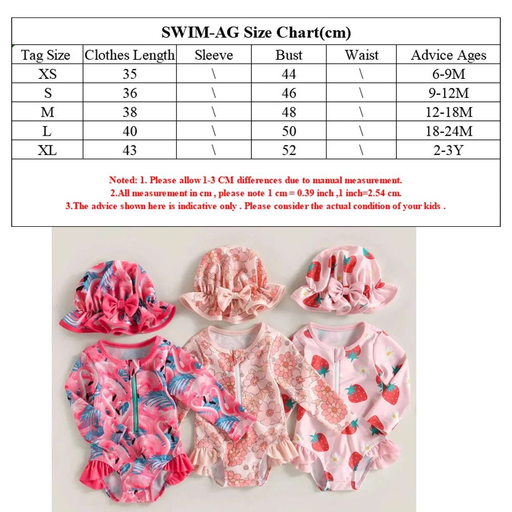 Toddler Girl Swimsuit With Hat Girls Swimsuits Kids Summer Strawberry Girls Bathing Suits Spa Pool Girls Swimwear For 0-3Years - Image 2