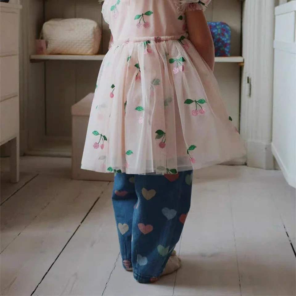 Toddler Girls Clothes Set 2025 KS Girl's Pants Kids Full Print Overalls Denim Dress Jeans Children Outwear - Image 2