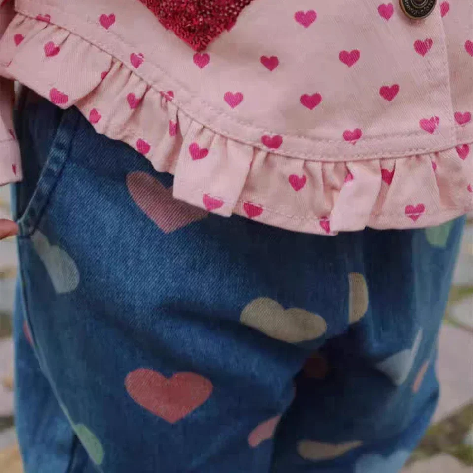 Toddler Girls Clothes Set 2025 KS Girl's Pants Kids Full Print Overalls Denim Dress Jeans Children Outwear - Image 4