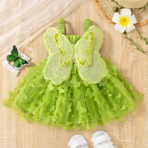 Toddler Kids Baby Girl Princess Dress, Summer Sleeveless Tulle Dress with Butterfly Wings