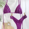 Triangle Bikinis Sexy Swimsuit Women Bandage Swimwear 2025 Bikini Set Solid Color Beachwear Two Piece Suit Female Swimsuits