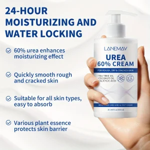 Urea 60% Cream for Hands & Feet - Intense Hydration, Tea Tree Oil & Salicylic Acid Formula, Paraben-Free for All Skin Types