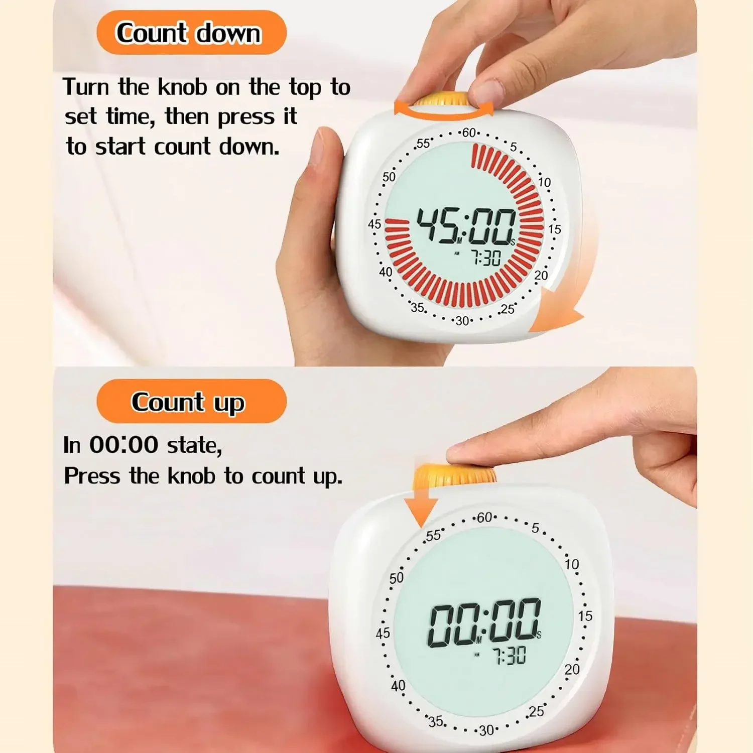 Visual Study Timer Kids Timer for Studying Kitchen Clock Pomodoro Digital Children's Visual Time Child Countdown Tools Bar - Image 4