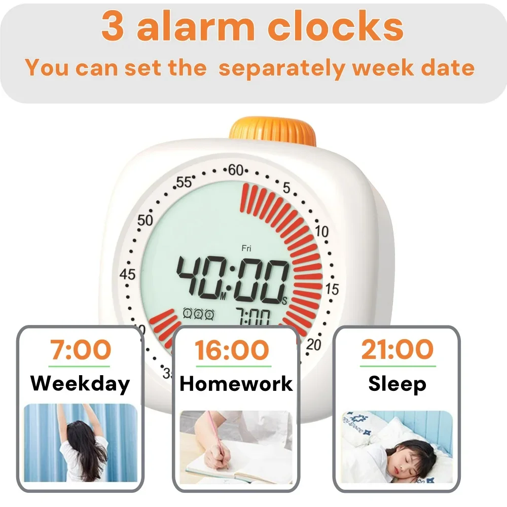 Visual Study Timer Kids Timer for Studying Kitchen Clock Pomodoro Digital Children's Visual Time Child Countdown Tools Bar - Image 3