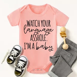 Watch Your Language I'm A Baby Newborn Letter Printed Romper Harajuku Style Baby Boys Clothes Bodysuits Toddler Girls Jumpsuits