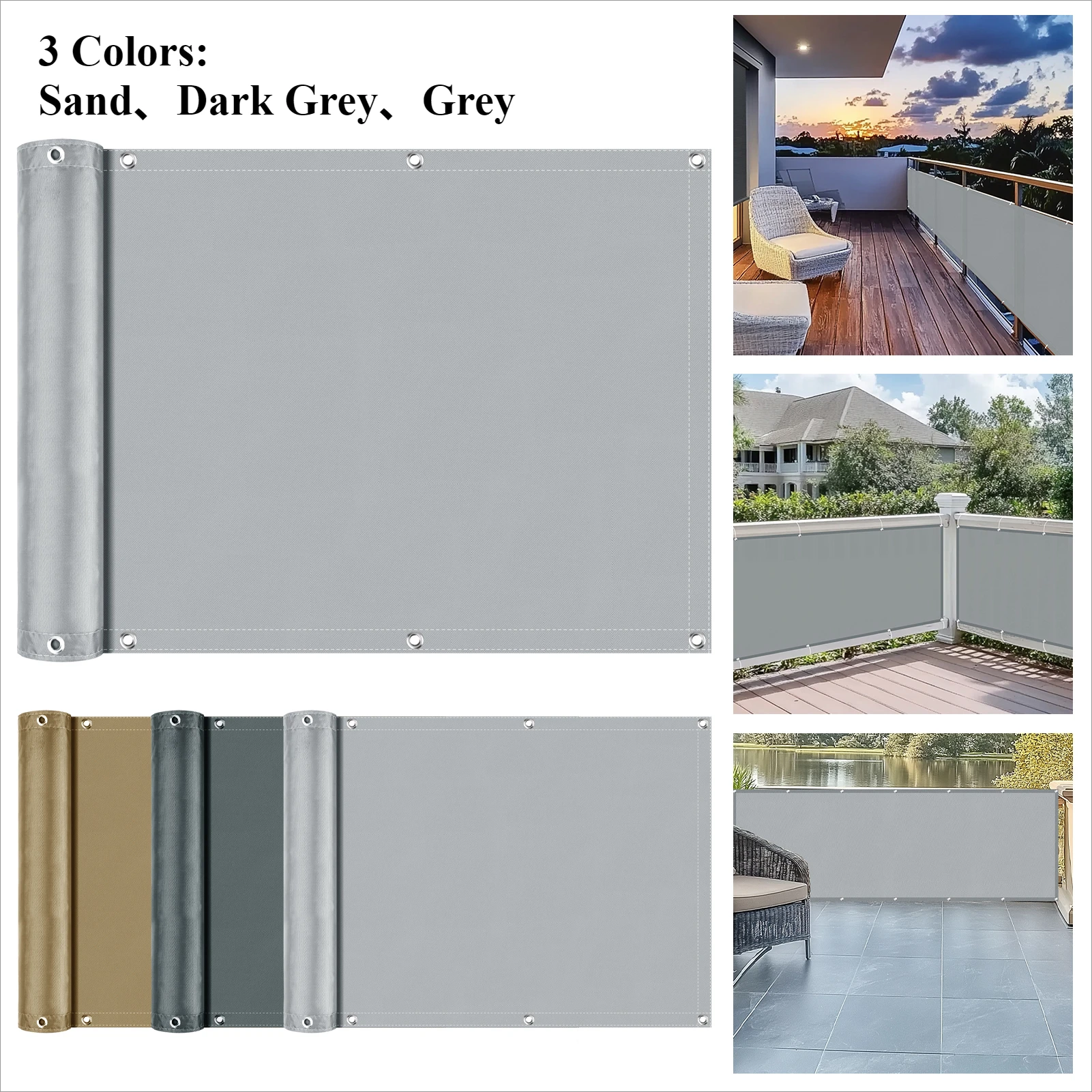 Waterproof Balcony Privacy Screen Cover Shade Cloth Shield Deck Sail UV Protection Balcony Screening with Eyelets and Cable Ties - Image 5