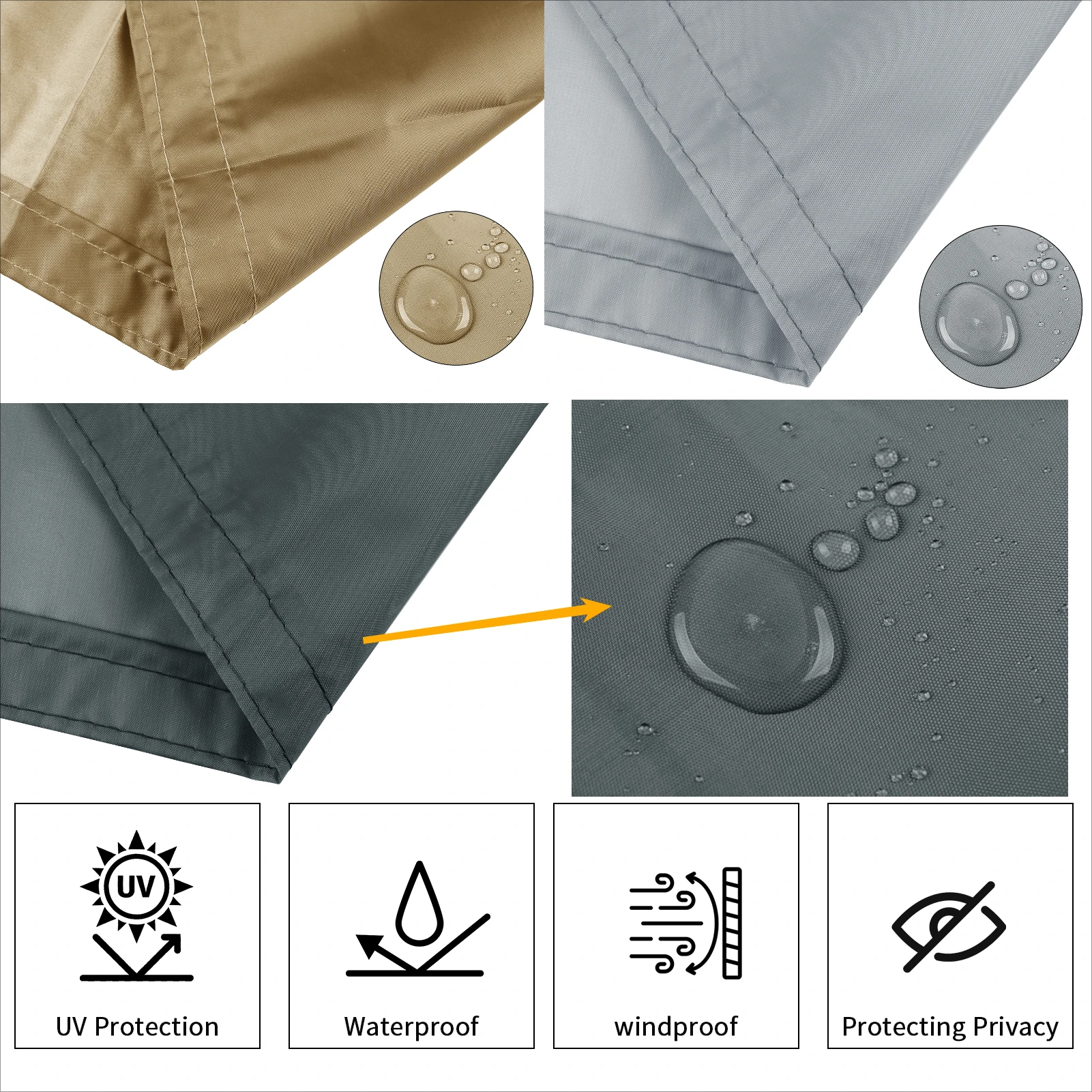 Waterproof Balcony Privacy Screen Cover Shade Cloth Shield Deck Sail UV Protection Balcony Screening with Eyelets and Cable Ties - Image 3