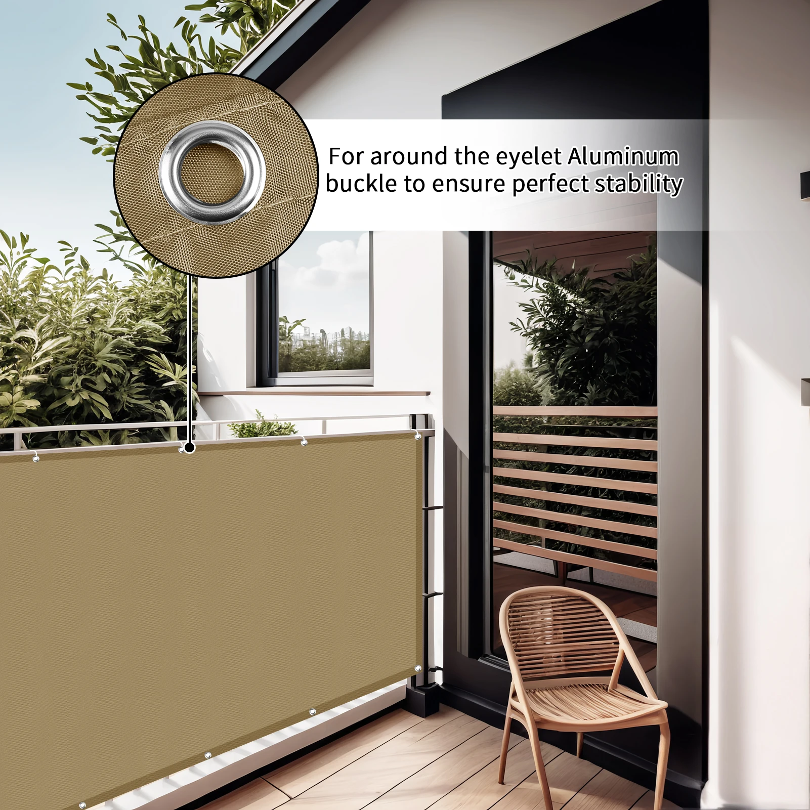 Waterproof Balcony Privacy Screen Cover Shade Cloth Shield Deck Sail UV Protection Balcony Screening with Eyelets and Cable Ties - Image 4