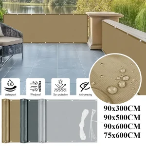 Waterproof Balcony Privacy Screen Cover Shade Cloth Shield Deck Sail UV Protection Balcony Screening with Eyelets and Cable Ties