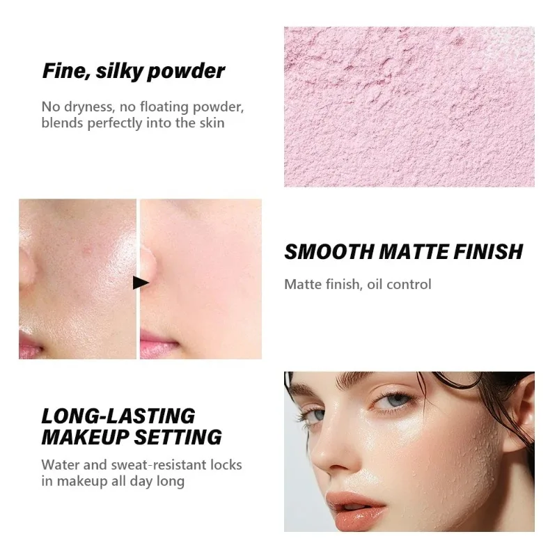 Waterproof Loose Powder Long Lasting Oil Control Face Smooth Matte Setting Loose Powder Natural Brightening Skin Tone Cosmetics - Image 4