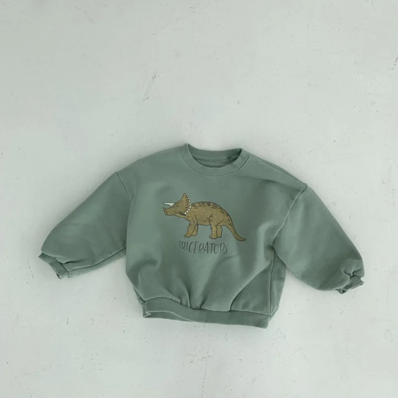 Winter Baby Girls Boys Fleece Velvet Warm Long Sleeve Tops Spring Kids Sweatershirt Dinosaur Print Hoodies - Image 3