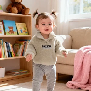 Winter New Baby Fleece Hoodie Cute Letter Solid Color Pullover Top, Daily Outdoor Baby Clothing (6 Months To 3 Years Old)