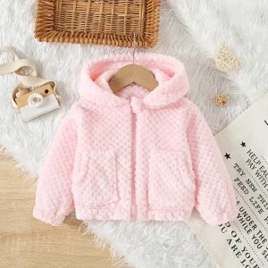 Winter Plush Jacket Baby Girl Bear Ears Hooded Baby Coat Warm Kids Clothes