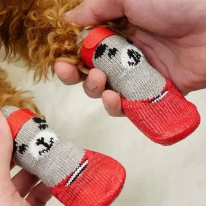 Winter Waterproof Pet Dipping Socks Anti-slip Warm Supplies Socks Pet Shoes Socks Rubber Knitting Dog H6V2