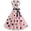 Woman Retro Dresses Audrey Hepburn 1950s 60s Rockabilly Polka Dot Bow Pinup Ball Grown Party Robe Vestidos