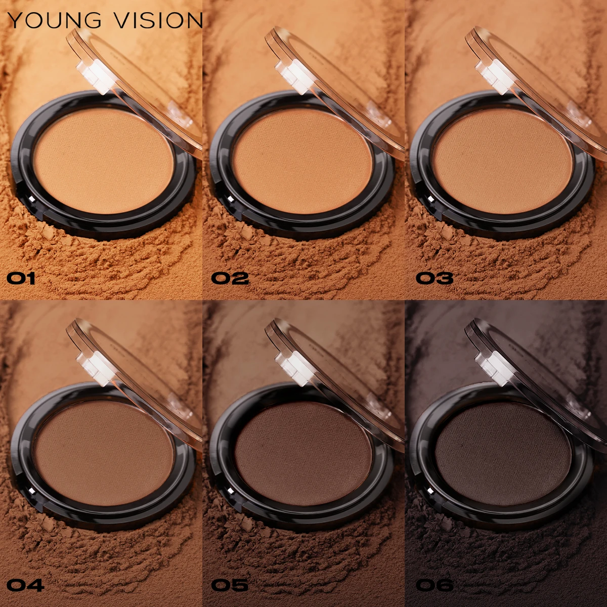 Woman makeup 6-Color Matte Bronze Powder Velvety Smooth Natural Setting Powder Makeup - Image 2