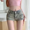 Women Blue Jeans Shorts American Vintage 2000s Sexy Denim Shorts Y2k Low Waist Hot Cowboy Shorts Slim Hot Pants Summer New