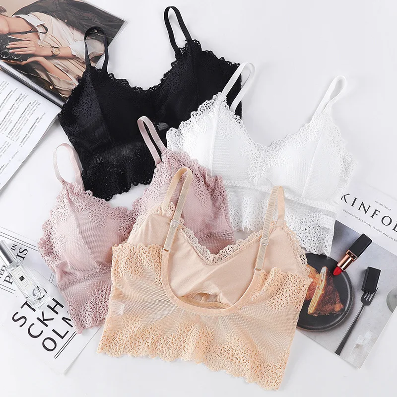 Women Bra Brief Set French Lace Underwear Female Sexy Lingerie Set Lace Bralette Crop Top Seamless Backless Vest Top Set - Image 2