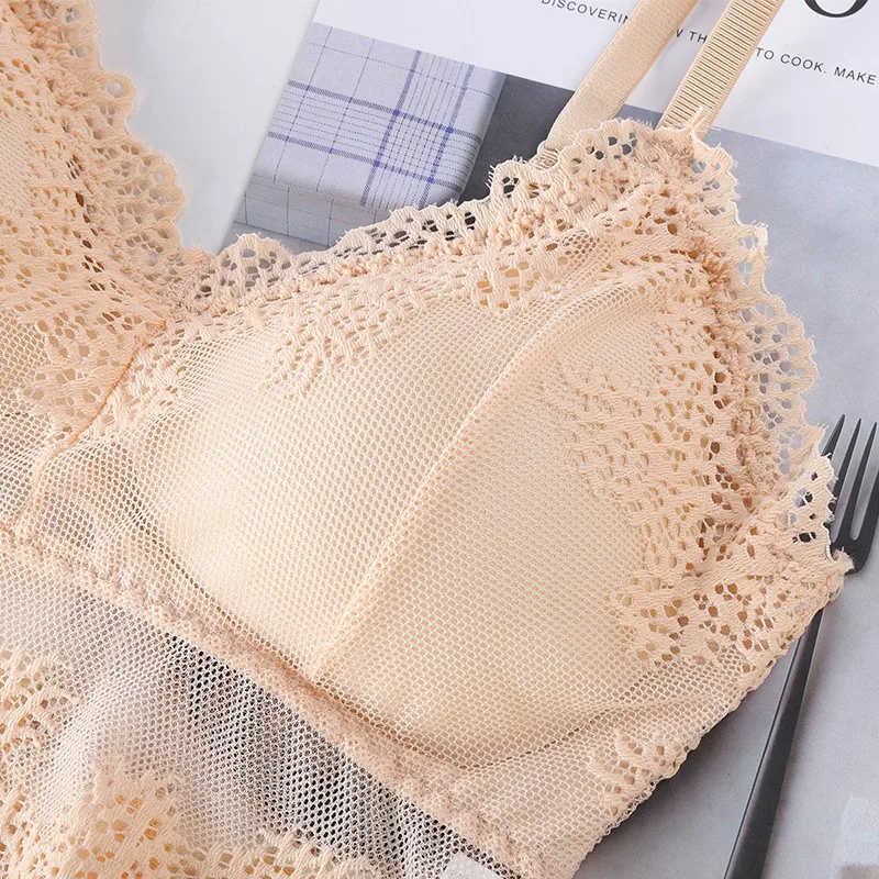 Women Bra Brief Set French Lace Underwear Female Sexy Lingerie Set Lace Bralette Crop Top Seamless Backless Vest Top Set - Image 5