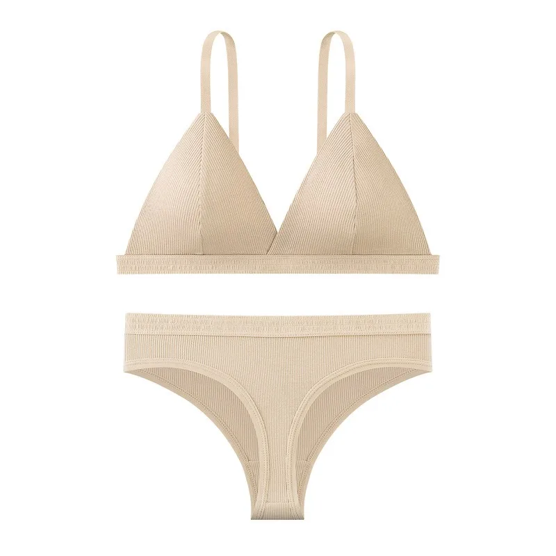 Women Bra and Panties Set Push Up Bralette Non-wire 1/3 Cup Bras Low Rise Thongs Sexy Lingerie Set Women Cotton Underwear - Image 4