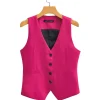 Women Fashion V Neck Sleeveless Pockets Short Vest Jacket Office Lady Single Breasted Casual Slim WaistCoat Tops CT2208