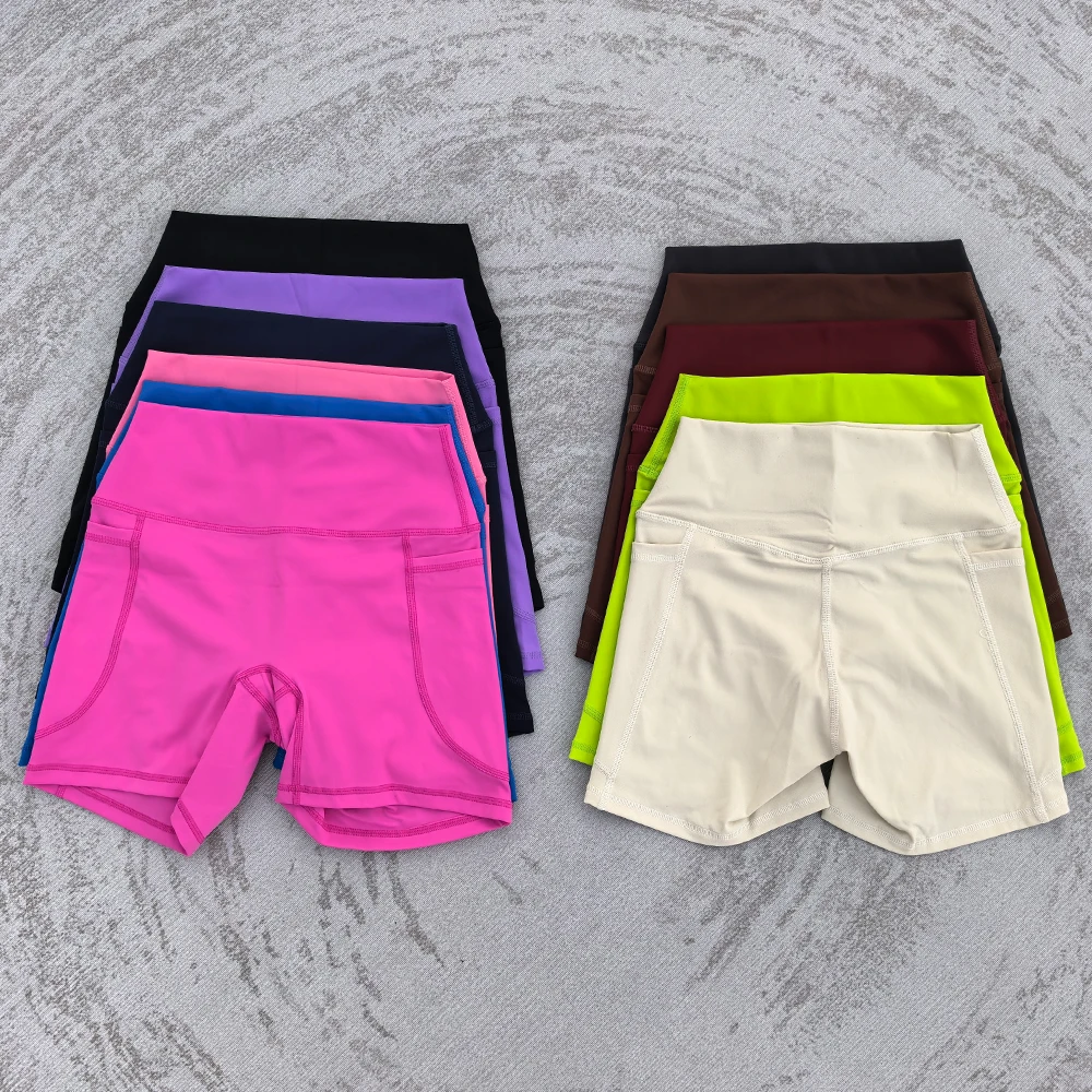 Women High Waist Yoga Shorts Women Gym Push Ups Hip Lift Pants Pocket Breathable Fitness Running Cycling Sports Shorts Women - Image 2