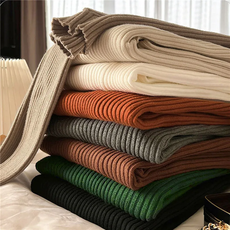 Women Long Sleeved Turtleneck Sweater Harajuku Pullover Women Knit Sweater Slim Elastic Korean Simple Basic Jumper Solid Tops - Image 5
