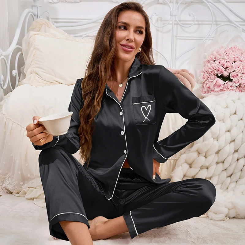 Women Pajama Set Embroidery Long Sleeve Tops with Long Pants 2 Piece Set Pj Victorian Pajama Style Sleepwear Pijama Loungewear - Image 5