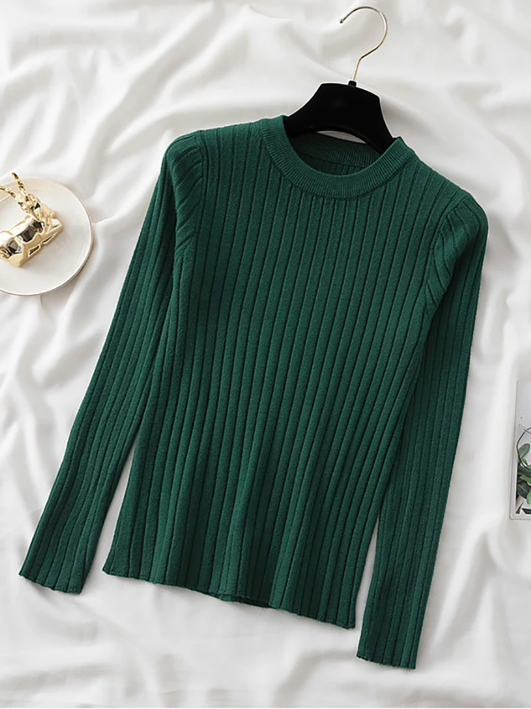 Women Pullovers Sweaters Knit Soft Jumper tops New Autumn Winter Tops O-Neck Ribbed Long Sleeve Korean Slim-fit Female Sweater - Image 5