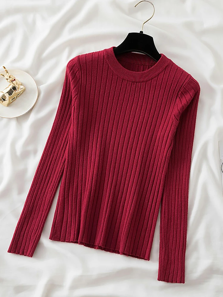 Women Pullovers Sweaters Knit Soft Jumper tops New Autumn Winter Tops O-Neck Ribbed Long Sleeve Korean Slim-fit Female Sweater - Image 6