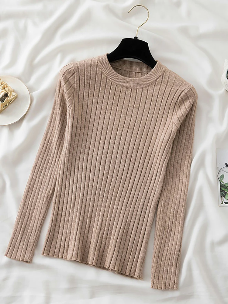 Women Pullovers Sweaters Knit Soft Jumper tops New Autumn Winter Tops O-Neck Ribbed Long Sleeve Korean Slim-fit Female Sweater - Image 4