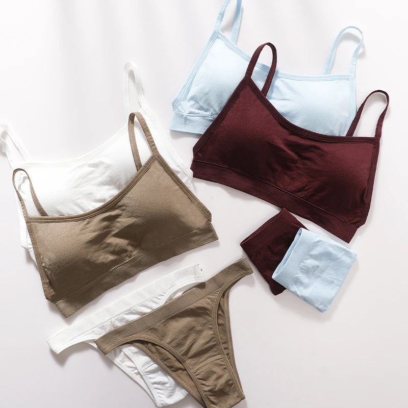 Women Seamless Bra And Panties Set Sexy High Waist Briefs Wire Free Bra Female Sexy Underwear Brazilian Panties Lingerie Set - Image 2