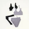 Women Seamless Bra Set Sexy Lingerie Wire Free Push Up Brassiere Bralette Unlined Female Crop Top High Rise Briefs Underwear Set