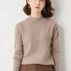 Women Solid Half High Collar Cashmere Sweater Autumn Winter Loose Plus-Size Knitted Wool Casual Sweater Bottoming Shirt