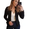 Women Thin Black Blazers Suit 2025 Female Spring Blazer Jackets Long Sleeve OL Casual Womens Slim Coats Femme Ladies White Tops