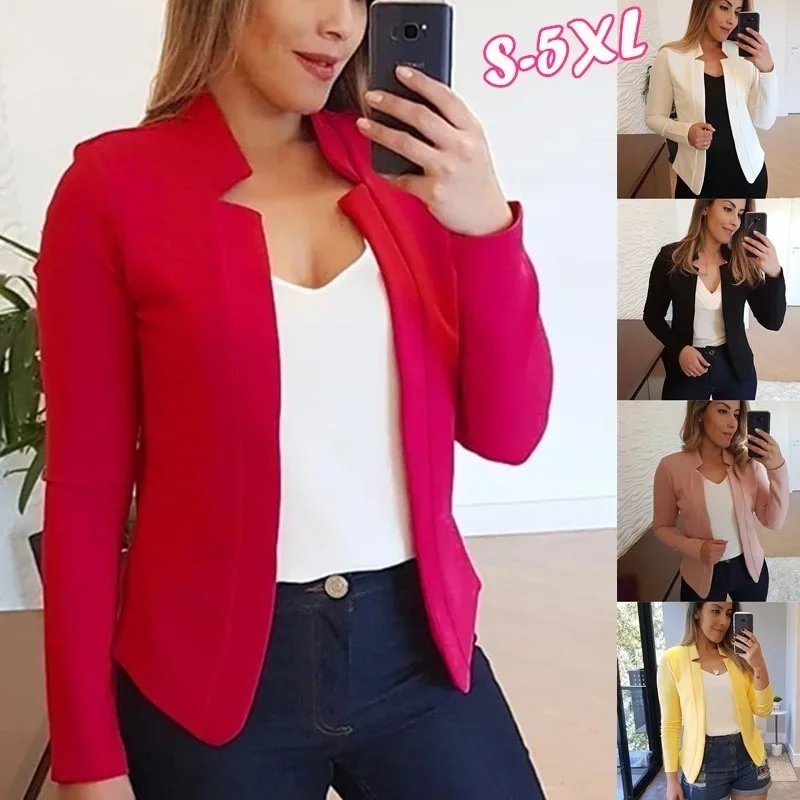 Women Thin Black Blazers Suit 2025 Female Spring Blazer Jackets Long Sleeve OL Casual Womens Slim Coats Femme Ladies White Tops - Image 4