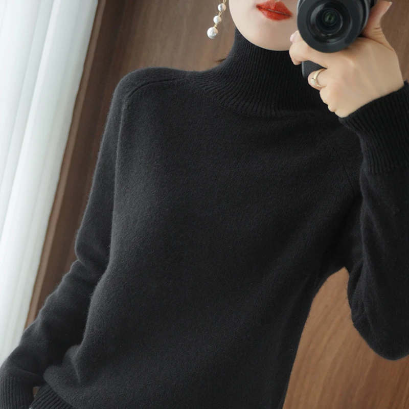 Women Turtleneck Cashmere Sweater Autumn Winter Solid Color Knitted Jumper Female Casual Basic Bottoming Pullover Sweaters 2024 - Image 3