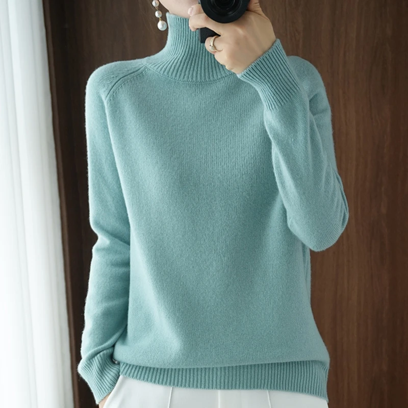 Women Turtleneck Cashmere Sweater Autumn Winter Solid Color Knitted Jumper Female Casual Basic Bottoming Pullover Sweaters 2024 - Image 5