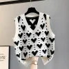 Women Vest Autumn Outerwear 2024 New Knitted Women's Autumn and Winter Sweater Korean Style V Collar Coat