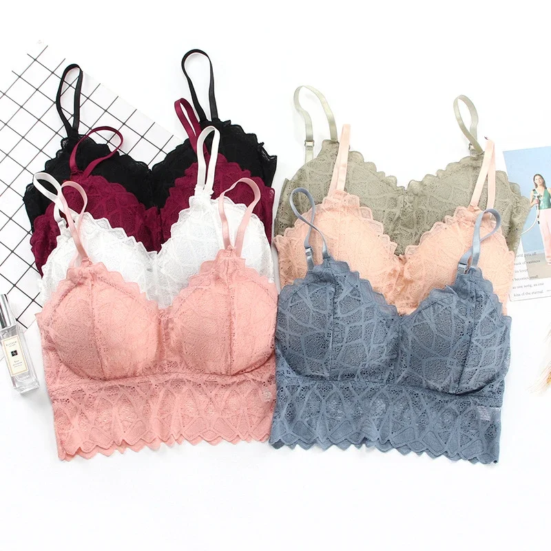 Women's Bra Set Sexy Beauty Back Tops Lace Push-up Bras and Panty Sets Wire Free Lingerie Solid Padded Intimates Underwear - Image 3