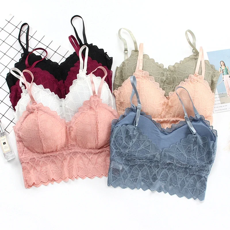 Women's Bra Set Sexy Beauty Back Tops Lace Push-up Bras and Panty Sets Wire Free Lingerie Solid Padded Intimates Underwear - Image 4