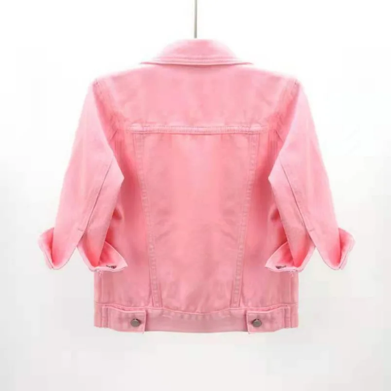 Women's Denim Jacket Spring Autumn Short Coat Pink Jean Jackets Casual Tops Purple Yellow Purple Blue Loose Tops Lady Outerwear - Image 2