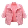 Women's Denim Jacket Spring Autumn Short Coat Pink Jean Jackets Casual Tops Purple Yellow Purple Blue Loose Tops Lady Outerwear